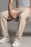 Erkek Esnek Casual Krem Baggy Pantolon