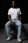 Erkek Pamuklu Casual Kar Mavi Bol Kot Pantolon