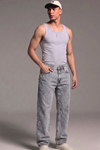 Erkek Relaxed Fit  5 Cepli Açık Gri Kot Pantolon