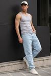 Erkek Relaxed Fit  5 Cepli Buz Mavi Kot Pantolon