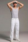 Erkek Relaxed Fit  5 Cepli Beyaz Kot Pantolon