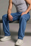 Erkek Relaxed Fit  5 Cepli Mavi Kot Pantolon