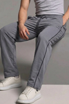 Erkek Beli Lastikli Gri Relaxed Eşofman Altı