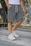 Erkek Trend Premium Nakışlı Çizgili Füme Şort