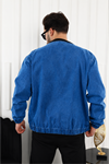 Erkek Oversize Günlük Bomber Jean Lacivert Fermuarlı Kot Ceket