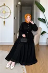 Kadın Bağlamalı Fisto Dantelli Siyah Tesettür Gömlek Elbise