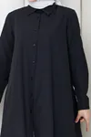 Kadın Düğmeli Yazlık Siyah Tesettür Gömlek Elbise