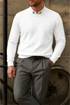 Erkek Bisiklet Yaka Slim Fit A.Beyaz Kazak