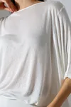 Kadın Yarasa Kol Vücuda Oturan Ekru Şık Bluz