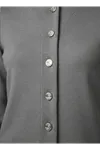 Kadın Trend Bisiklet Yaka Düğmeli Füme Ceket