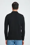 Erkek Triko Yarım Fermuarlı Siyah Polo Yaka T-shirt