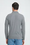 Erkek Triko Yarım Fermuarlı Gri Polo Yaka T-shirt