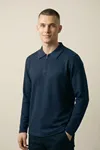 Erkek Triko Slim Fit Lacivert Polo Yaka Tişört