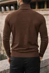 Erkek Trend Kışlık Boğazlı Kahve Triko Kazak
