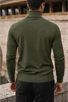 Erkek Trend Kışlık Boğazlı Haki Triko Kazak