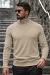 Erkek Kışlık Basic Uzun Boğazlı Krem Kazak