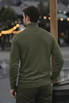 Erkek Günlük Dar Haki Tam Balıkçı Yaka Kazak