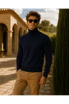 Erkek Kışlık Slim Fit K.Lacivert Kazak