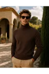 Erkek Kışlık Slim Fit Kahve Kazak