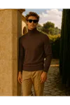 Erkek Kışlık Slim Fit Kahve Kazak