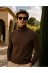 Erkek Kışlık Slim Fit Kahve Kazak
