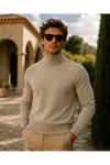 Erkek Kışlık Slim Fit Krem Kazak