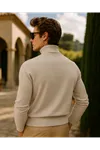 Erkek Kışlık Slim Fit Krem Kazak