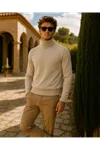 Erkek Kışlık Slim Fit Krem Kazak