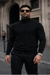 Erkek Kışlık Basic Slim Fit Uzun A.Siyah Kazak