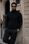 Erkek Kışlık Basic Slim Fit Uzun A.Siyah Kazak