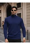 Erkek Kışlık Basic Slim Fit Uzun K.Lacivert Kazak