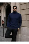 Erkek Kışlık Basic Slim Fit Uzun K.Lacivert Kazak