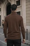 Erkek Kışlık Basic Slim Fit Uzun Kahve Kazak