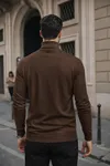 Erkek Kışlık Basic Slim Fit Uzun Kahve Kazak