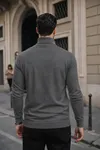 Erkek Kışlık Basic Slim Fit Uzun Antrasit Kazak