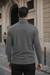 Erkek Kışlık Basic Slim Fit Uzun Antrasit Kazak