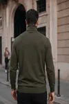Erkek Kışlık Basic Slim Fit Uzun Haki Kazak