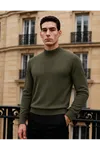 Erkek Trend Kışlık Yarım Boğazlı Haki Triko Kazak