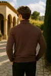 Erkek Basic Premium Comfort Uzun Kahve Kazak
