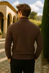 Erkek Basic Premium Comfort Uzun Kahve Kazak
