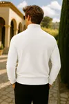 Erkek Basic Premium Comfort Uzun Beyaz Kazak