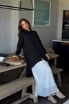 Kadın Uzun Kollu Oversize Uzun Siyah Gömlek