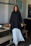 Kadın Uzun Kollu Oversize Uzun Siyah Gömlek