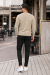 Erkek Premium Bisiklet Yaka Krem Basic Triko Kazak