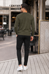 Erkek Premium Bisiklet Yaka Haki Basic Triko Kazak