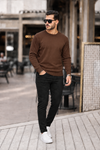 Erkek Premium Bisiklet Yaka Kahve Basic Triko Kazak