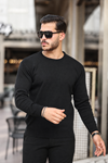 Erkek Premium Bisiklet Yaka Siyah Basic Triko Kazak