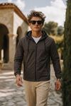 Erkek Trend Casual Astarlı Kahve Yağmurluk & Rüzgarlık