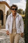 Erkek Trend Casual Astarlı Beyaz Yağmurluk & Rüzgarlık